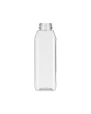 16oz Clear Wide Mouth Square Beverage Bottle - 38-385 Temper Evident Neck