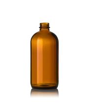 16oz Amber Boston Round Glass Bottle