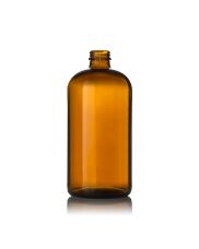 32oz (960ml) Amber Boston Round Glass Bottle (30-Pack) - 33-405 Neck