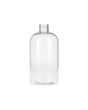 12oz (360ml) Clear PET Squat Boston Round Bottle - 24-410 Neck