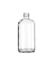 16oz (480ml) Flint Glass Boston Round Bottle - 28-400 Neck (12-Pack)