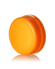 38-385 Orange HDPE Rib Side Matte Top With Tamper-Evident Drop Band DBJ Cap - Plug Seal