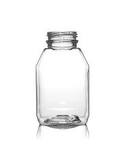 8oz Clear Wide Mouth Square Beverage Bottle - 38-385 Temper Evident Neck