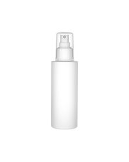 150ml (5.07oz) White PP / PE Cylinder Round Bottle with White Fine Mist Sprayer and Clear Overcap - 24-410 Neck 0.13cc Output