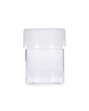 3oz (90cc) Clear PET Chubby Gorilla Aviator CR Jar Inner Seal and White Tamper Evident Break-Off Band Closure