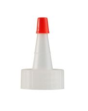 24-400 Natural Plastic Yorker Spout Closure with Red Tip Cover Cap (0.030" Orifice)