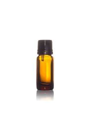 10ml Amber Glass Dropper Bottle Round with 0.9mm Vertical Dropper and Black Tamper Evident Screw Cap
