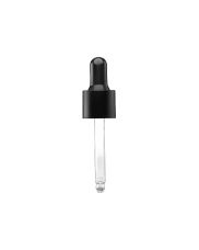 18-415 Black Matte Side PP Closure Black NBR Bulb Glass Pipette 7 x 61mm Round Tip - 1.55mm Orifice