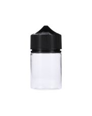 60ml Clear PET Chubby Gorilla Stubby Unicorn Bottle With Black CR Tamper Evident Break Off Band Closure