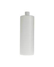32oz (960ml) White HDPE Window Stripe Cylinder Round Plastic Bottle - 28-410 Neck