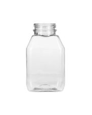 8oz Clear Wide Mouth Square Beverage Bottle - 38-385 Temper Evident Neck