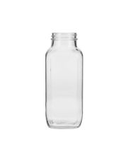 16oz (480ml) Flint (Clear) Glass French Square Bottle - 48-405 Neck