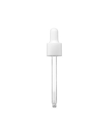 18-415 White Matte Side PP Closure Black NBR Bulb Glass Pipette 7 x 87mm Round Tip - 1.55mm Orifice