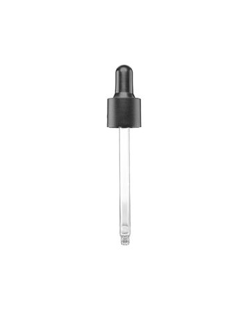 18-415 Black Matte Side PP Closure Black NBR Bulb Glass Pipette 7 x 87mm Round Tip - 1.55mm Orifice