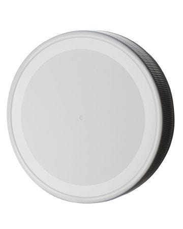 110-400 White PP Deep Skirt Fine Rib / Matte Center / Smooth Ring / Ring Top Flat Seal - PE Foam Liner