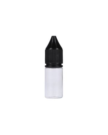 10ml Clear PET Chubby Gorilla Unicorn V3 Bottle With Black CR Tamper Evident Break Off Band Closure 