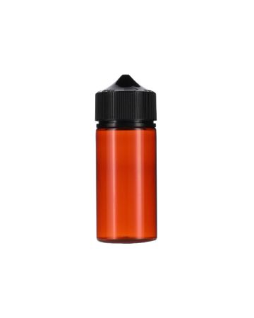 100ml Amber PET Chubby Gorilla Unicorn V3 Bottle With Black CR Tamper Evident Break Off Band Closure 