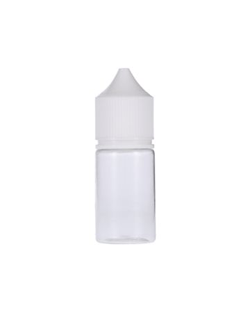 30ml Clear PET Chubby Gorilla Stubby Unicorn Bottle With White CR Tamper Evident Break Off Band Closure