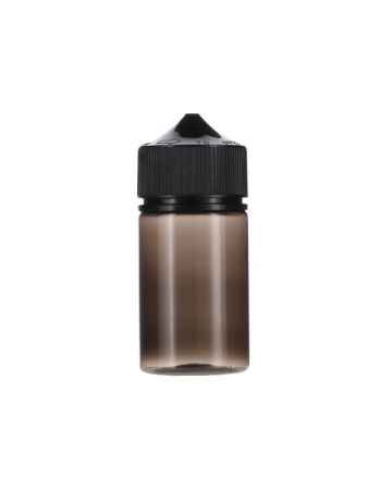 75ml Translucent Black PET Chubby Gorilla Stubby Unicorn Bottle With Black CR Tamper Evident Break Off Band Closure