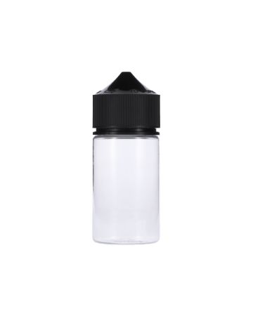 60ml Clear PET Chubby Gorilla Mini Unicorn Bottle With Black CR Tamper Evident Break Off Band Closure