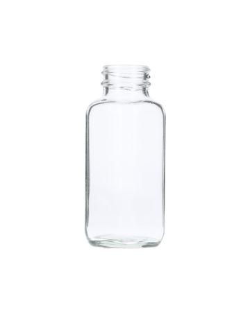 4oz (120ml) Flint (Clear) Wide Mouth French Square Glass Bottle - 33-400 Neck