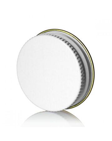 38-400 White Threads and Knurled Edge Metal Continuous Thread (CT) Closure - Pulp and Poly Liner