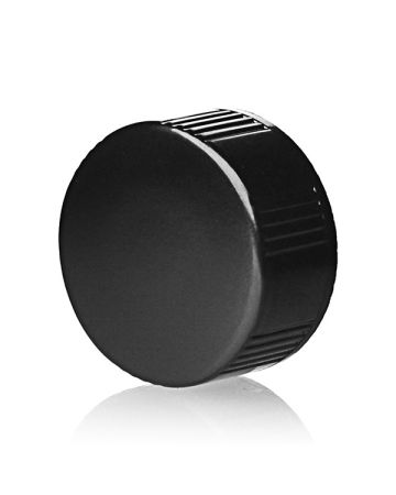 24-400 Black Ribbed Side Smooth Top Phenolic Plastic Cap (CT) - LDPE Cone Liner