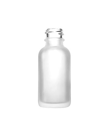 1oz (30ml) Flint Glass Frosted Boston Round - 20-400 Neck