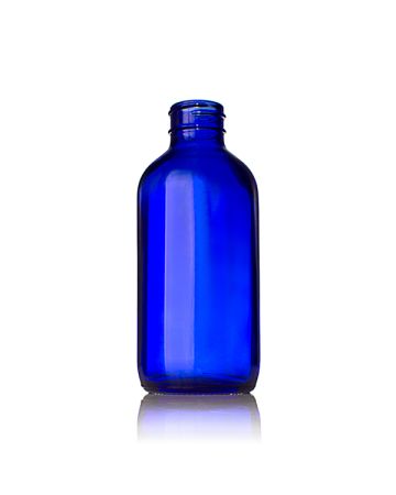 4oz (120ml) Cobalt Blue Boston Round Glass Bottle - 24-405 Neck