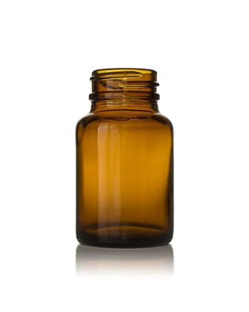 60cc (2oz) Amber Wide Mouth Round Glass Bottle -33-400 Neck Finish
