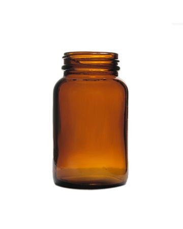 150cc (5oz) Amber Glass Wide Mouth Round Packer Bottle Round - 45-400 Neck
