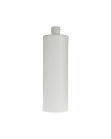 16oz (480ml) White HDPE Window Stripe Cylinder Round Plastic Bottle - 24-410 Neck