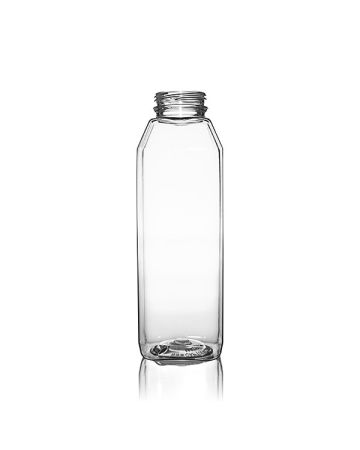 16oz (480ml) Clear PET Wide Mouth Square Beverage Bottle - 38-385 Tamper Evident Neck