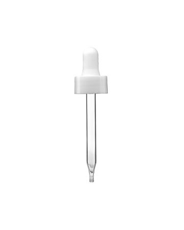 20-400 White Smooth Side PP Collar White NBR Bulb Dropper Assembly - 7x76mm Glass Pipette