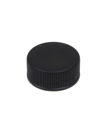 24-400 Black Fine Ribbed Side Matte Top Plastic Cap (CT)