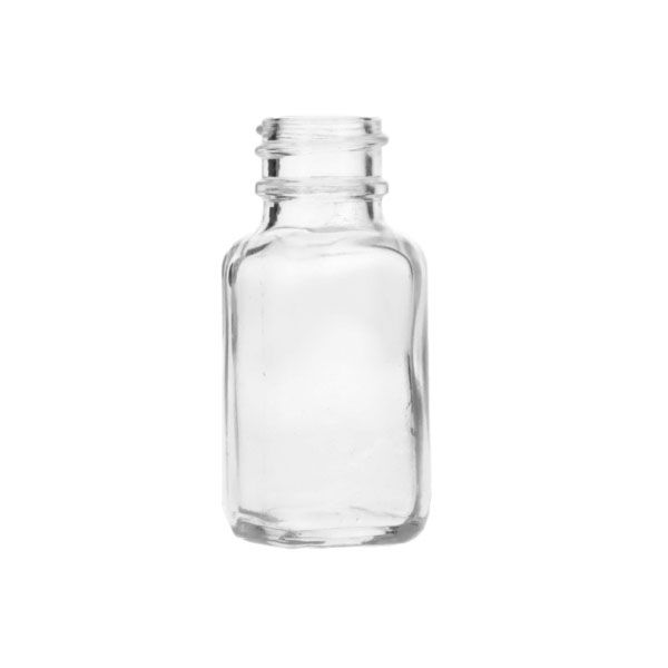 0.5oz (15ml) Flint (Clear) French Square Glass Bottle - 20-400 Neck