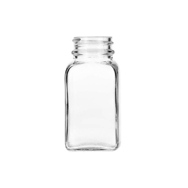 2oz (NW) Flint (Clear) Wide Mouth Square Glass Bottle - 33-400 Neck