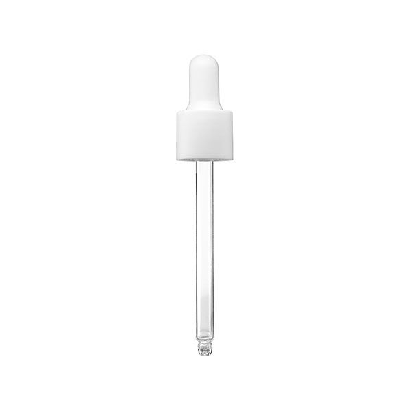 18-415 White Matte Side PP Closure Black NBR Bulb Glass Pipette 7 x 87mm Round Tip - 1.55mm Orifice