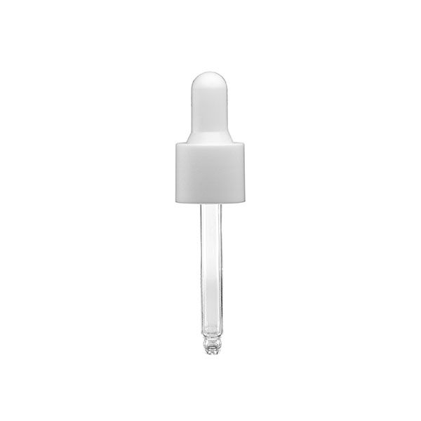 18-415 White Matte Side PP Closure White NBR Bulb Glass Pipette 7 x 61mm Round Tip - 1.55mm Orifice