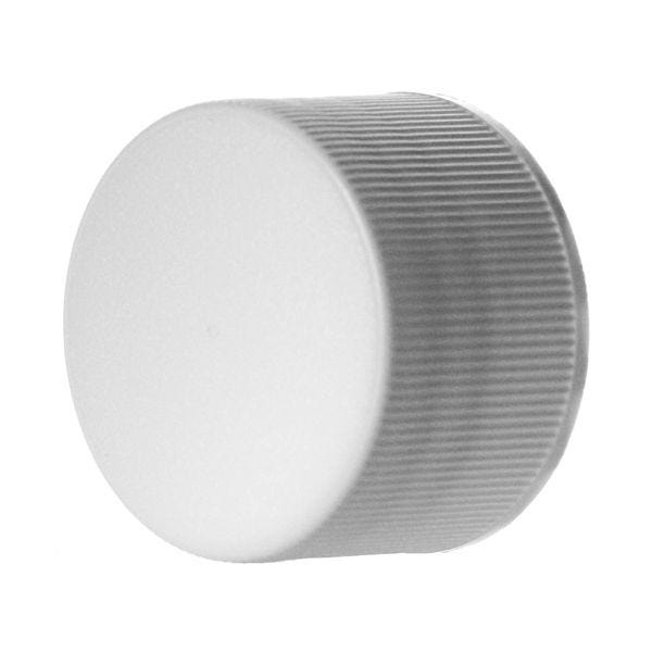 28-410 White Rib Side Matte Top PP Plastic Continuous Thread (CT) Cap - PE Foam Liner