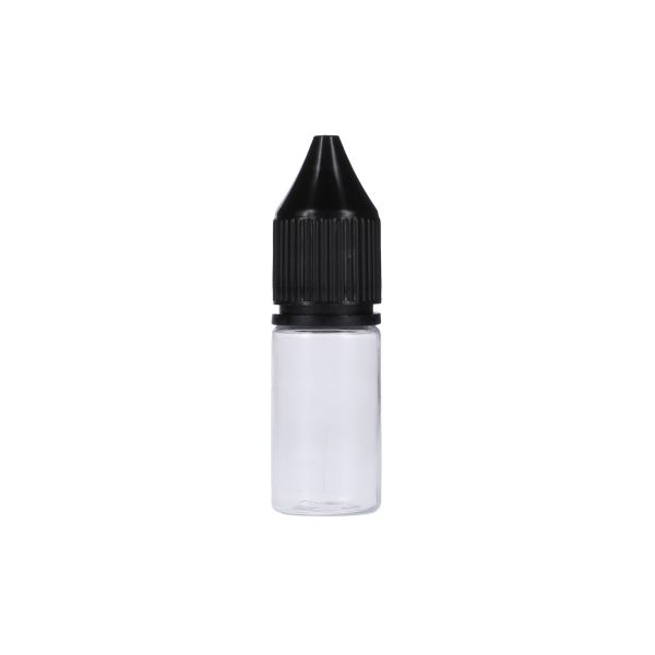 10ml Clear PET Chubby Gorilla Unicorn V3 Bottle With Black CR Tamper Evident Break Off Band Closure 
