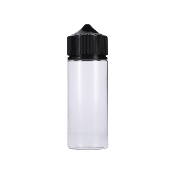 120ml Clear PET Chubby Gorilla Unicorn V3 Bottle With Black CR Tamper Evident Break Off Band Closure 