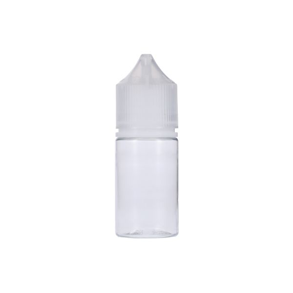 30ml Clear PET Chubby Gorilla Stubby Unicorn Bottle With Natural CR Tamper Evident Break Off Band Closure