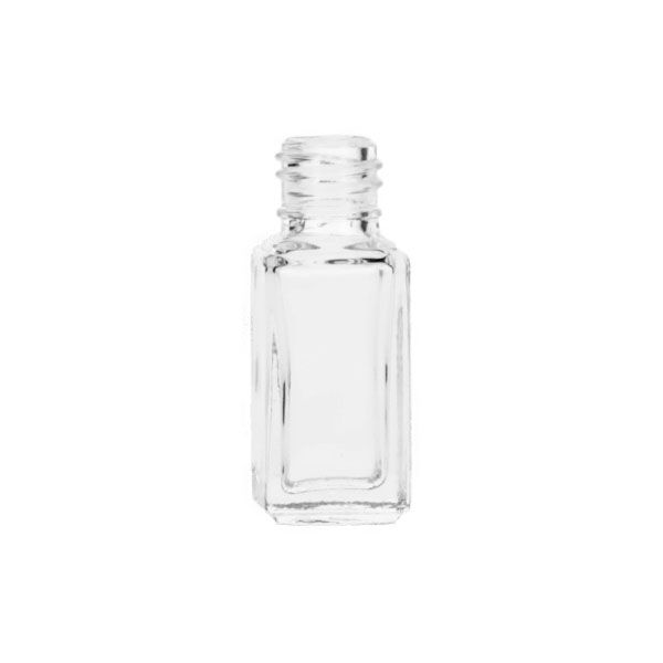 0.125oz (3.6ml) Flint (Clear) Square Glass Bottle - 13-415 Neck