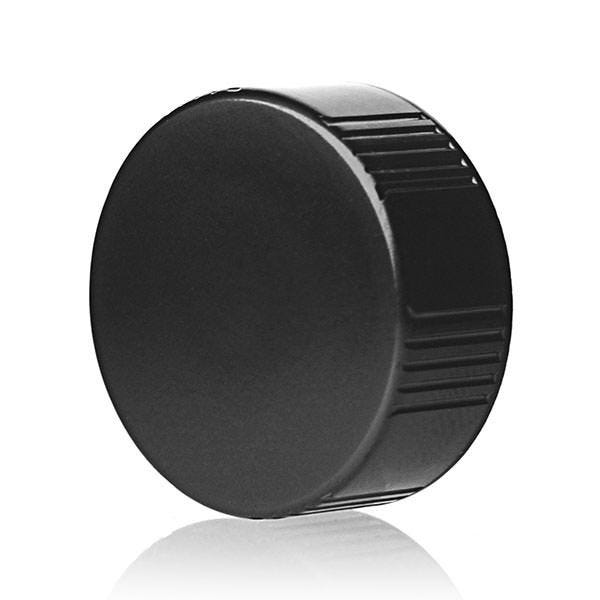 28-400 Black Rib Side Smooth Top Phenolic Plastic Cap - LDPE Cone Liner