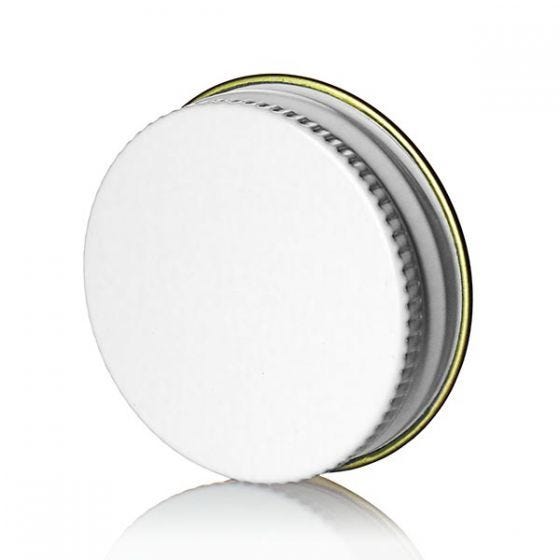 38-400 White Threads and Knurled Edge Metal Continuous Thread (CT) Closure - Pulp and Poly Liner