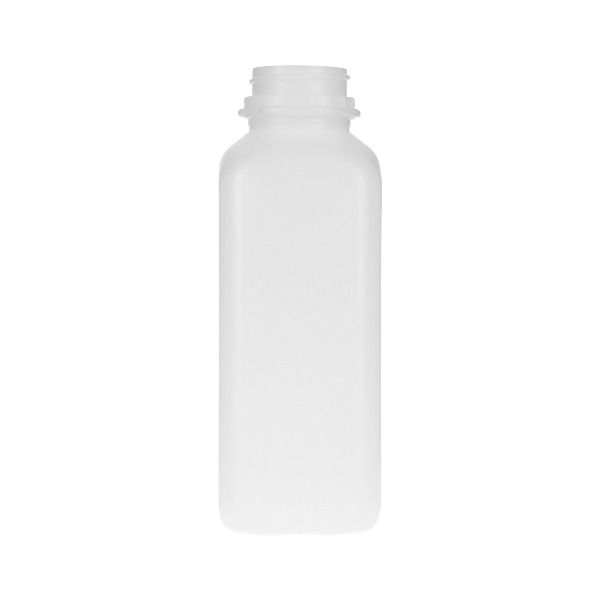 16oz (480ml) Natural Tall Square Plastic Juice Bottle - 38-400 Tamper Evident (TE) Neck