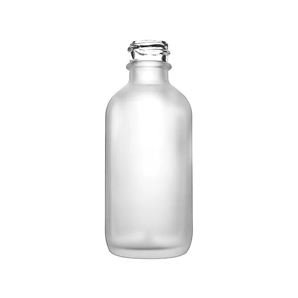 2oz (60ml) Flint Glass Frosted Boston Round - 20-400 Neck