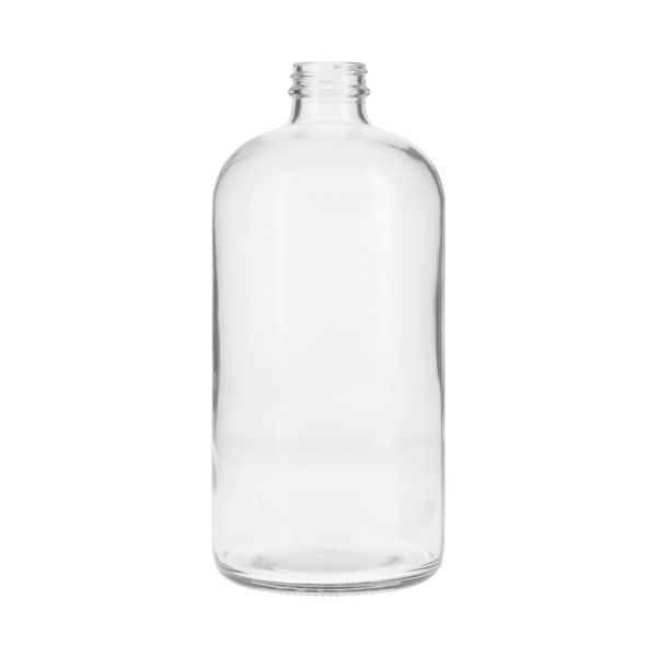 32oz (960ml) Flint (Clear) Boston Round Glass Bottle - 33-400 Neck