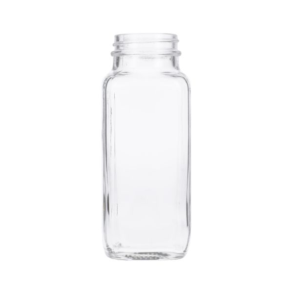 8oz (240ml) Flint (Clear) Wide Mouth French Square Glass Bottle - 43-400 Neck